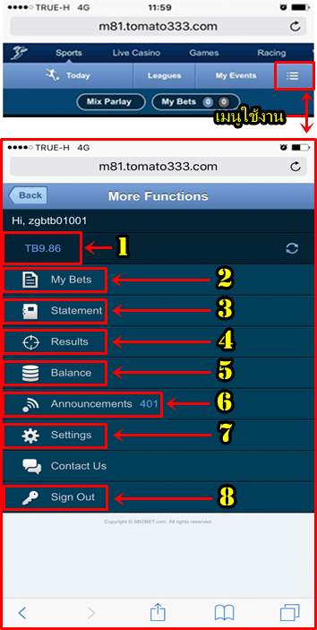 menu sbobet